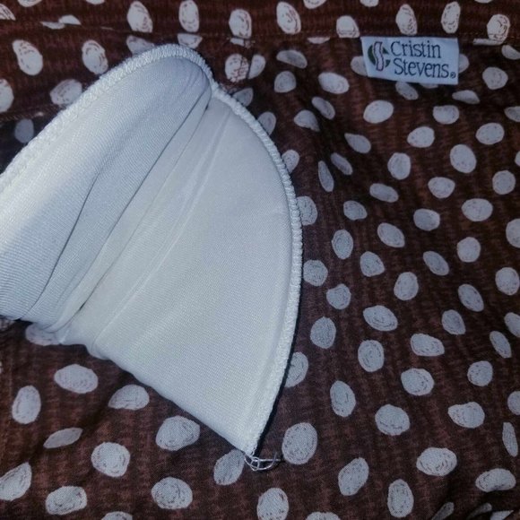 NWT Cristin Stevens Women's Brown Polkadot Blouse and Skirt VTG Set Size Medium - Picture 12 of 13